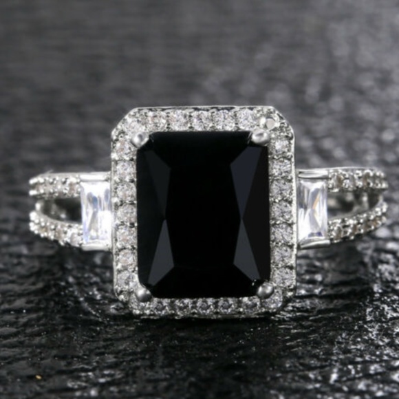 Jewelry - *NEW 925 SILVER BLACK SAPPHIRE DIAMOND RING